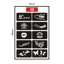 Load image into Gallery viewer, Simple Small Pattern Tattoo Hollow Template Self-adhesive Tattoo Template Temporary Body Art Tattoo Template for Women Men
