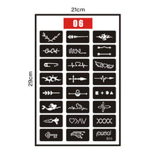 Load image into Gallery viewer, Hollow Adhesive Simple Small Pattern Tattoo Template Stickers Temporary Body Art Tattoo Template for Women Men
