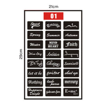 Load image into Gallery viewer, Simple Small Pattern Hollow Adhesive Tattoo Template Stickers Temporary Body Art Tattoo Template for Women Men
