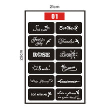 Load image into Gallery viewer, Simple Small Pattern Hollow Adhesive Tattoo Inkjet Template Stickers Temporary Body Art Tattoo Template for Women Men
