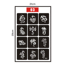 Load image into Gallery viewer, Simple Small Pattern Hollow Adhesive Tattoo Inkjet Template Stickers Temporary Body Art Tattoo Template for Women Men
