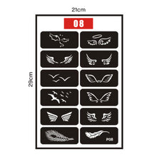 Load image into Gallery viewer, Simple Small Pattern Hollow Adhesive Tattoo Inkjet Template Stickers Temporary Body Art Tattoo Template for Women Men
