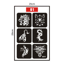 Load image into Gallery viewer, Hollow Adhesive Simple Small Pattern Tattoo Inkjet Template Temporary Body Art Tattoo Template for Women Men

