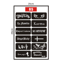 Load image into Gallery viewer, Hollow Adhesive Small Pattern Tattoo Inkjet Template Decal Temporary Body Art Tattoo Template Sticker for Women Men
