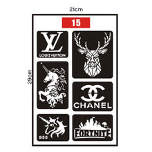 Load image into Gallery viewer, Hollow Adhesive Small Pattern Tattoo Inkjet Template Decal Temporary Body Art Tattoo Template Sticker for Women Men
