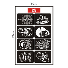 Load image into Gallery viewer, Hollow Adhesive Small Pattern Tattoo Inkjet Template Decal Temporary Body Art Tattoo Template Sticker for Women Men
