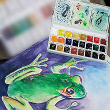 Load image into Gallery viewer, 12pcs/24pcs Half Empty Pan with Box Set for Watercolor Paint Grid Pans Acrylic Oil Paints Paint Box Art Drawing Supplies
