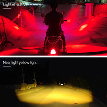 Load image into Gallery viewer, 1Pc Motorcycle LED Headlight Three Color Auxiliary Spotlight Yellow + White + Red Fog Light 9V-36V Lens Light
