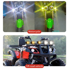 Load image into Gallery viewer, 1Pc Motorcycle LED Headlight Three Color Auxiliary Spotlight Yellow + White + Red Fog Light 9V-36V Lens Light

