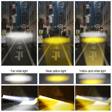 Load image into Gallery viewer, 1Pc Motorcycle LED Lens Spotlight Double Lenses Spotlight Motorcycles Auxiliary Fog Lamp Dual Color White Yellow Light
