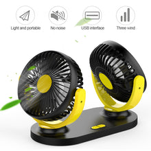 Load image into Gallery viewer, Car Fan 720 Degree Rotatable 3 Speed Dual Head Car Auto Cooling Air Circulator Fan for Van Suv Rv Boat Auto Vehicles
