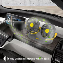 Load image into Gallery viewer, Car Fan 720 Degree Rotatable 3 Speed Dual Head Car Auto Cooling Air Circulator Fan for Van Suv Rv Boat Auto Vehicles
