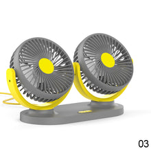Load image into Gallery viewer, Car Fan 720 Degree Rotatable 3 Speed Dual Head Car Auto Cooling Air Circulator Fan for Van Suv Rv Boat Auto Vehicles
