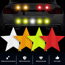 Load image into Gallery viewer, 6Pcs Car Reflective Reflector Sticker Self Adhesive Safety Warning Conspicuity for Truck Motorcycle Trailer Star Shape

