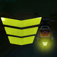 Load image into Gallery viewer, 3Pcs Motorcycle Stickers Reflective Warning Trapezoidal Arrow Tail Fender Racing Bumper Decal
