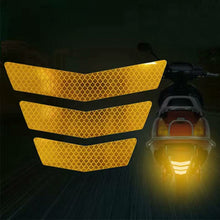 Load image into Gallery viewer, 3Pcs Motorcycle Stickers Reflective Warning Trapezoidal Arrow Tail Fender Racing Bumper Decal

