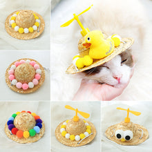 Load image into Gallery viewer, Pet Supplies Mini Pet Dogs Straw Hat with Bamboo Dragonfly &amp; Eyes Hawaii Style Hat for Cats Dogs Funny Accessories
