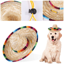 Load image into Gallery viewer, Mexican Style Pet Supplies Mini Pet Dogs Straw Hat Sun Hat Beach Party Straw Hats for Cats Dogs Funny Accessories
