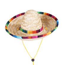 Load image into Gallery viewer, Mexican Style Pet Supplies Mini Pet Dogs Straw Hat Sun Hat Beach Party Straw Hats for Cats Dogs Funny Accessories
