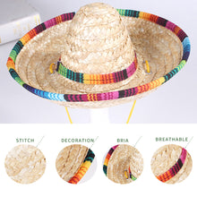 Load image into Gallery viewer, Mexican Style Pet Supplies Mini Pet Dogs Straw Hat Sun Hat Beach Party Straw Hats for Cats Dogs Funny Accessories
