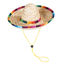 Load image into Gallery viewer, Mexican Style Pet Supplies Mini Pet Dogs Straw Hat Sun Hat Beach Party Straw Hats for Cats Dogs Funny Accessories
