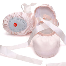 Load image into Gallery viewer, Fashion Kids Girls Ballet Shoes Color Gymnastics Canvas Ballet Dance Shoes Split Suede Sole With Ribbon
