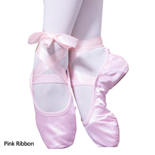 Load image into Gallery viewer, Fashion Kids Girls Ballet Shoes Color Gymnastics Canvas Ballet Dance Shoes Split Suede Sole With Ribbon
