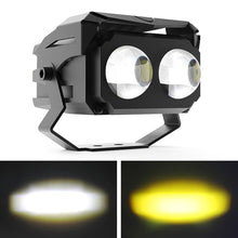 Load image into Gallery viewer, Motorcycle Dual Color LED Projector Lens Spotlight Double lenses LED Work Light Yellow White Headlight
