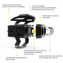 Load image into Gallery viewer, Motorcycle Dual Color LED Projector Lens Spotlight Double lenses LED Work Light Yellow White Headlight
