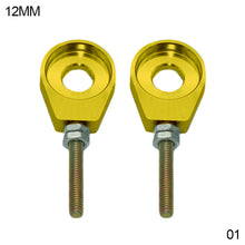 Load image into Gallery viewer, Pair CNC Motorcycle Aluminum Chain Tensioner Adjuster Dirt Bike Pit ATV Scooter 12mm or 15mm 110cc 125cc 140cc Rear Wheel Axle Hole
