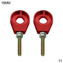 Load image into Gallery viewer, Pair CNC Motorcycle Aluminum Chain Tensioner Adjuster Dirt Bike Pit ATV Scooter 12mm or 15mm 110cc 125cc 140cc Rear Wheel Axle Hole
