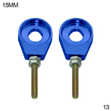 Load image into Gallery viewer, Pair CNC Motorcycle Aluminum Chain Tensioner Adjuster Dirt Bike Pit ATV Scooter 12mm or 15mm 110cc 125cc 140cc Rear Wheel Axle Hole
