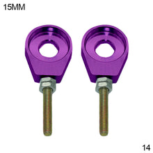 Load image into Gallery viewer, Pair CNC Motorcycle Aluminum Chain Tensioner Adjuster Dirt Bike Pit ATV Scooter 12mm or 15mm 110cc 125cc 140cc Rear Wheel Axle Hole
