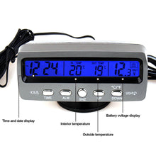 Load image into Gallery viewer, 3 in 1 Multifunctional Car Clock Indoor Outdoor Thermometer Voltmeter Clock with LCD Display LED Backlight
