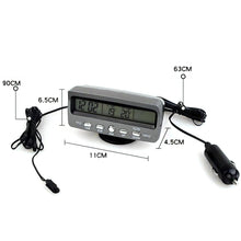 Load image into Gallery viewer, 3 in 1 Multifunctional Car Clock Indoor Outdoor Thermometer Voltmeter Clock with LCD Display LED Backlight
