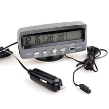 Load image into Gallery viewer, 3 in 1 Multifunctional Car Clock Indoor Outdoor Thermometer Voltmeter Clock with LCD Display LED Backlight
