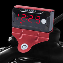Load image into Gallery viewer, 3 in 1 Motorcycle Digital Voltmeter Thermometer Voltage Time Temperature Meter For Car Waterproof DC 8-72V

