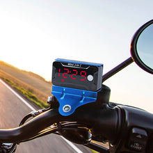 Load image into Gallery viewer, 3 in 1 Motorcycle Digital Voltmeter Thermometer Voltage Time Temperature Meter For Car Waterproof DC 8-72V

