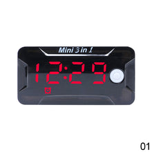 Load image into Gallery viewer, 3 in 1 Motorcycle Digital Voltmeter Thermometer Voltage Time Temperature Meter For Car Waterproof DC 8-72V
