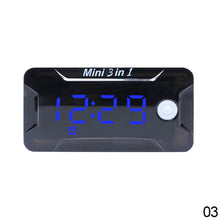 Load image into Gallery viewer, 3 in 1 Motorcycle Digital Voltmeter Thermometer Voltage Time Temperature Meter For Car Waterproof DC 8-72V
