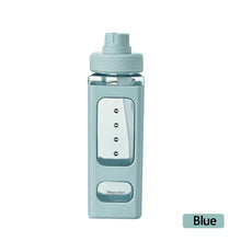 Load image into Gallery viewer, 700ml Square Bear Water Bottle Outdoor Water Bottle with Straw Plastic Portable Water Cup Dinkware Camping Bike Sports Bottle
