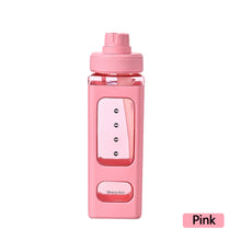 Load image into Gallery viewer, 700ml Square Bear Water Bottle Outdoor Water Bottle with Straw Plastic Portable Water Cup Dinkware Camping Bike Sports Bottle
