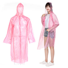 Load image into Gallery viewer, Disposable Poncho Rain Coat with Drawstring Hat and Elastic Sleeves Cuffs Protective Isolation Emergency for Outdoor Activities
