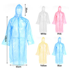 Load image into Gallery viewer, Disposable Poncho Rain Coat with Drawstring Hat and Elastic Sleeves Cuffs Protective Isolation Emergency for Outdoor Activities
