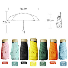 Load image into Gallery viewer, Mini Phone Size Pocket Umbrella Anti-UV Portable Folding Umbrella Parasol Ultralight Foldable Candy Color Traveling Rain Gear
