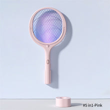Load image into Gallery viewer, 90 Degree Rotatable Mosquito Killer Lamp 5 IN 1 Electric Shocker 365nm UV Light USB Charging Bug Zapper Trap Flies Summer Fly Swatter

