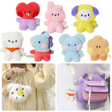 Load image into Gallery viewer, 12cm KPOP BT21 BTS Soft Plush Toy Plush Keychain Bag Pendant Key Ring Stuffed Toy Gift Tata Cooky Chimmy Koya Shooky Mang RJ
