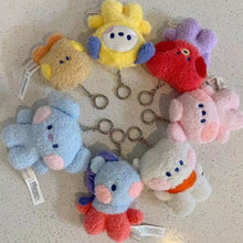 Load image into Gallery viewer, 12cm KPOP BT21 BTS Soft Plush Toy Plush Keychain Bag Pendant Key Ring Stuffed Toy Gift Tata Cooky Chimmy Koya Shooky Mang RJ
