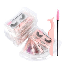 Load image into Gallery viewer, 1Pair 3D Faux Mink Eyelash Thick Fluffy Natural Eyelash Makeup False Eyelashes Brushes Set with Tweezers Eyelash Brush
