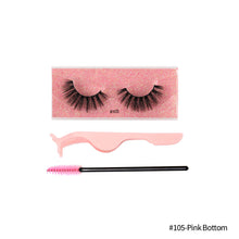 Load image into Gallery viewer, 1Pair 3D Faux Mink Eyelash Thick Fluffy Natural Eyelash Makeup False Eyelashes Brushes Set with Tweezers Eyelash Brush
